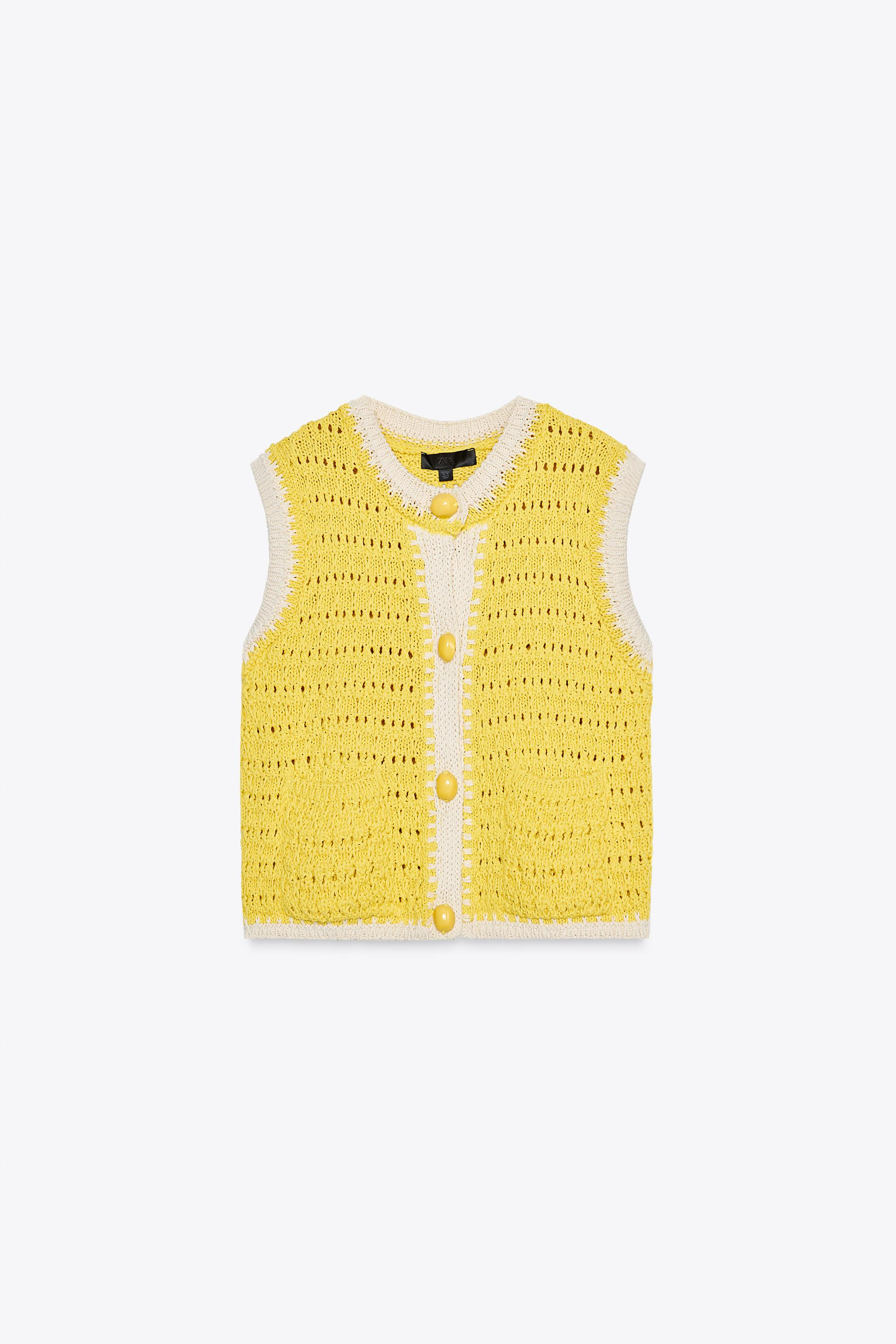 OVERSIZED BUTTON KNITTED WAISTCOAT TOP | Zara UK