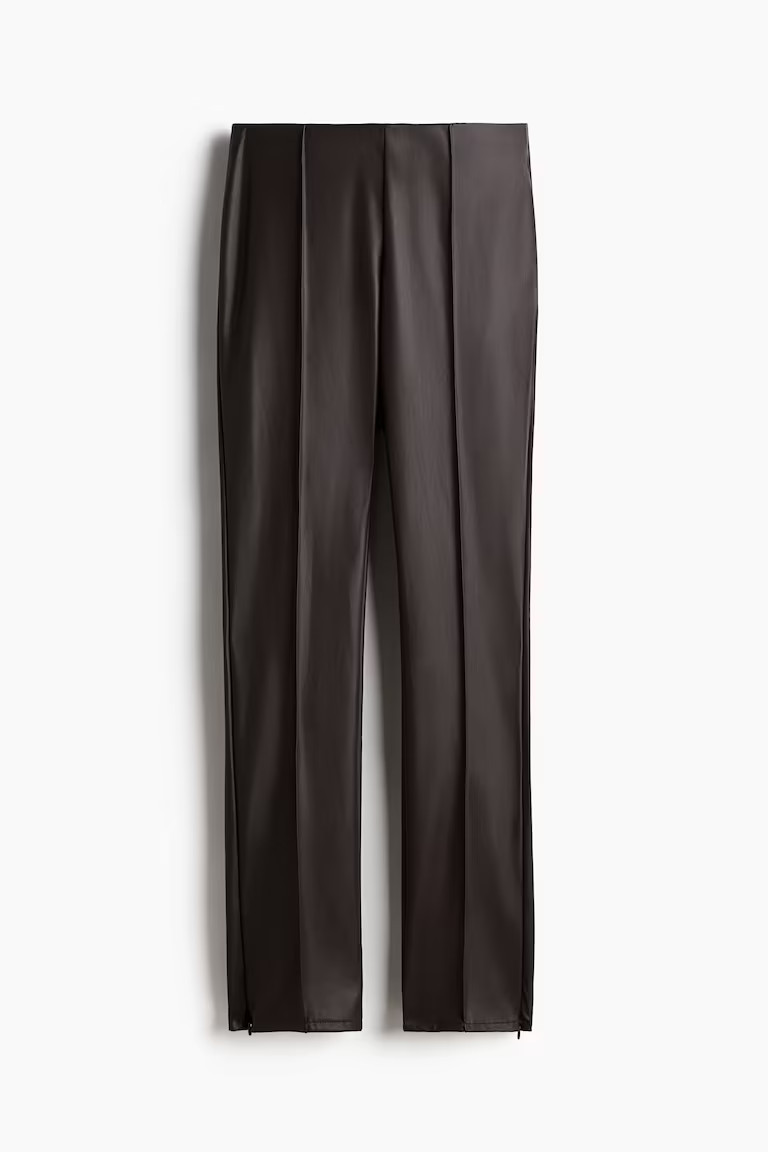Coated leggings - Dark brown - Ladies | H&M GB | H&M (UK, MY, IN, SG, PH, TW, HK)