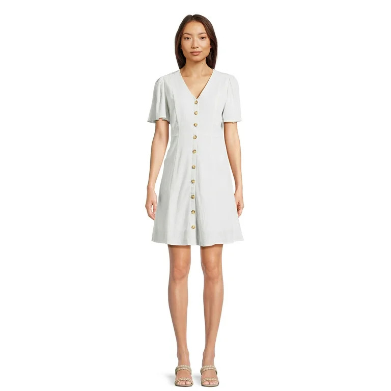 Time and Tru Women's Button Front Mini Dress, Sizes XS-XXXL | Walmart (US)