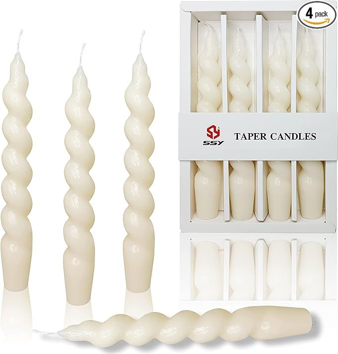 Spiral Taper Candlesticks Unscented Candle 4 PCS - White Twisted Candles for Dinner Household Wed... | Amazon (US)