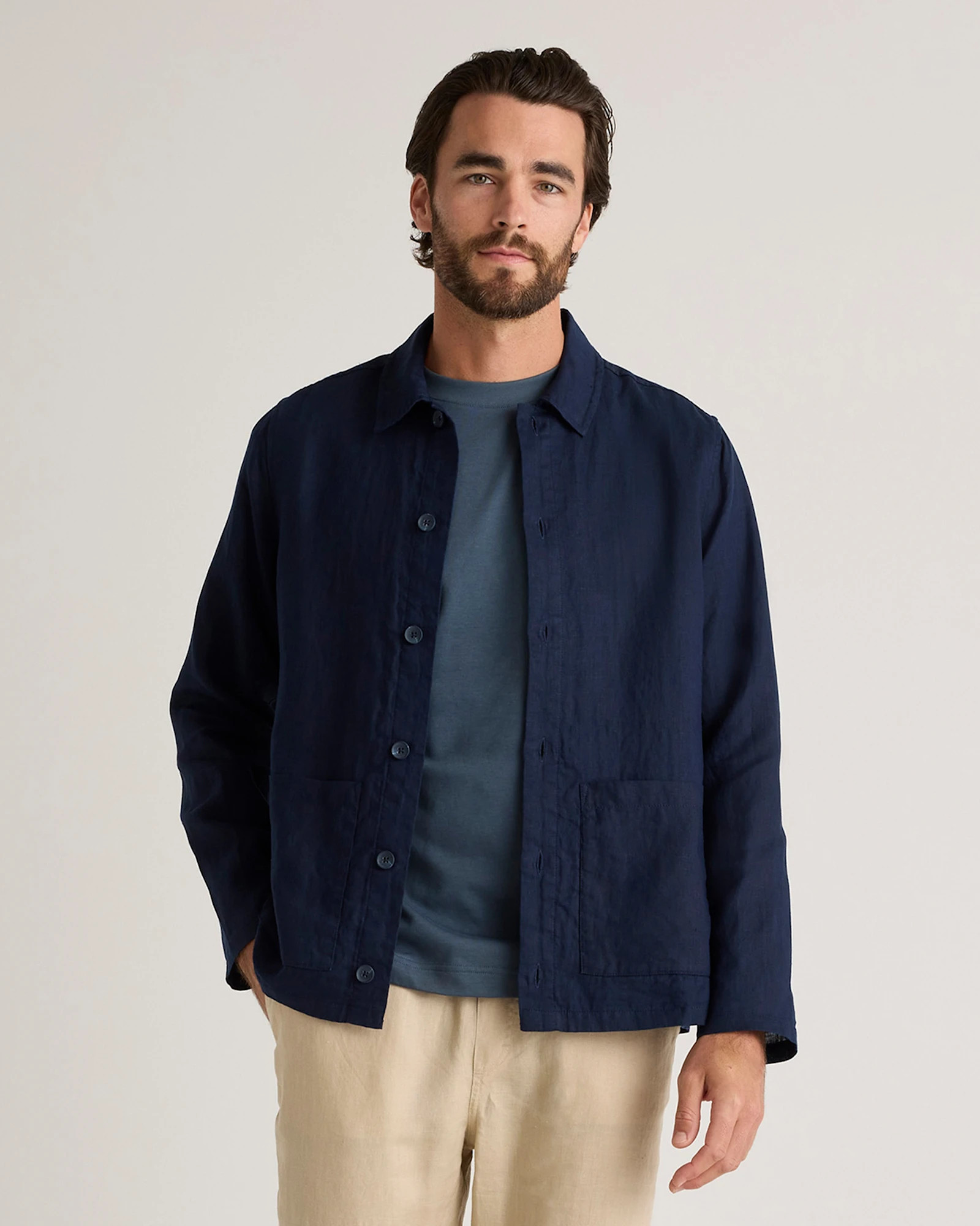 Quince | Men's 100% European Linen Shirt Jacket in Black, Size Small | Quince