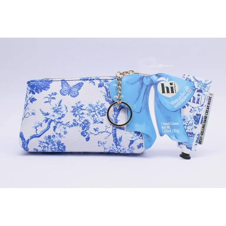 Hi Peach Layne  4.9  x 2.8 inches Blue Toile Keychain Zipper Pouch with Metal Key Ring and 1.06oz... | Walmart (US)