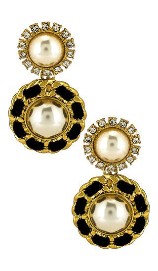 X REVOLVE Mademoiselle Earrings in Black & Gold | Revolve Clothing (Global)