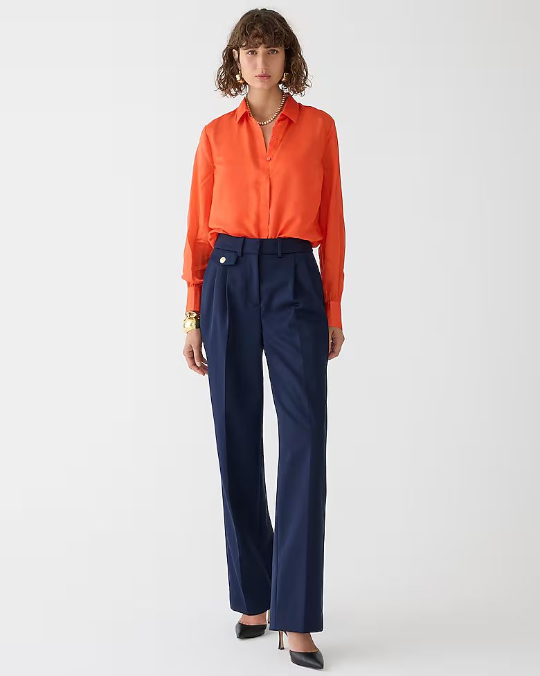 Collection pleated wide-leg trouser pant in wool-twill blend | J.Crew US