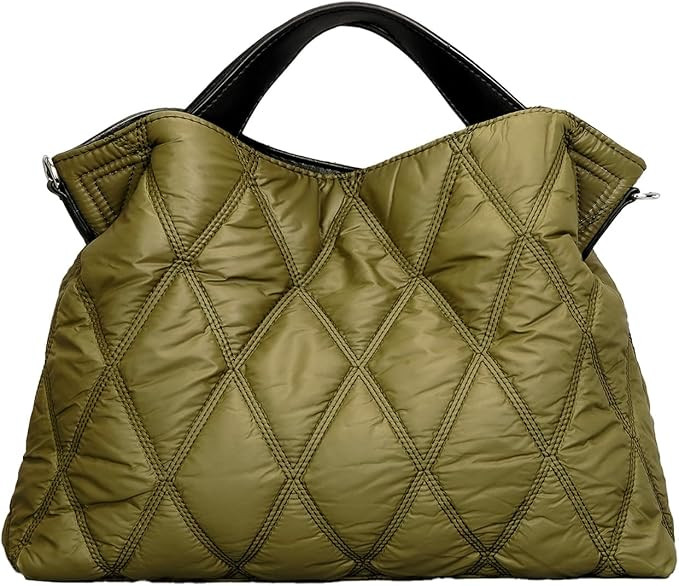 Quilted Tote Bag for Women, Soft Puffer Bag Lightweight Trendy Crossbody Bags Purse with Long Sho... | Amazon (US)