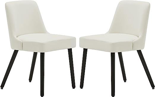 MINCETA Dining Chair,Morden Wood Leg Upholstered Kitchen Chair Set of 2,PU in Cream White | Amazon (US)
