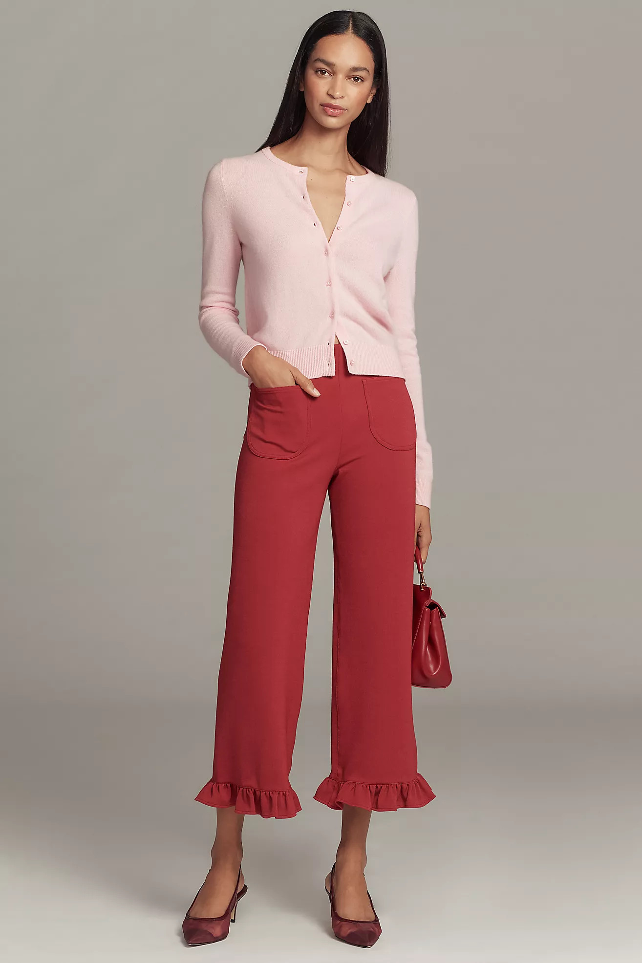 The Colette Ruffle-Hem Knit Wide-Leg Pants by Maeve | Anthropologie (US)