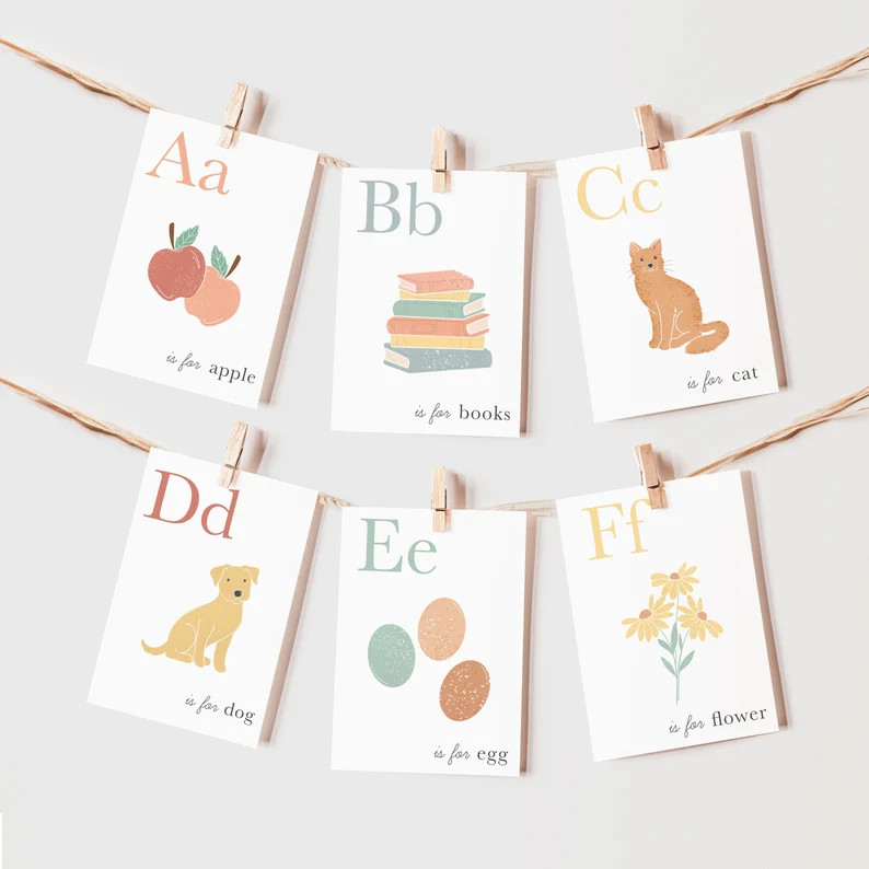 Alphabet Flash Cards, Calming Corner, Montessori, Education, Homeschool Preschool ABC Activity Cl... | Etsy (US)