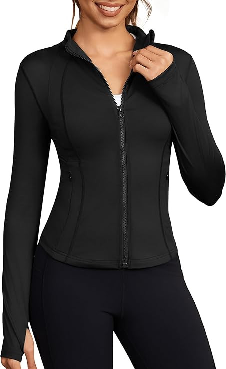 Bosmeer Workout Jackets for Women Lightweight Zip Up Slim Fit Yoga Sportwear Stretchy Crooped Run... | Amazon (US)