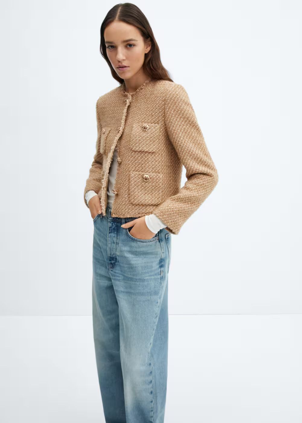 Tweed jacket with jewel buttons -  Women | Mango United Kingdom | MANGO (UK)