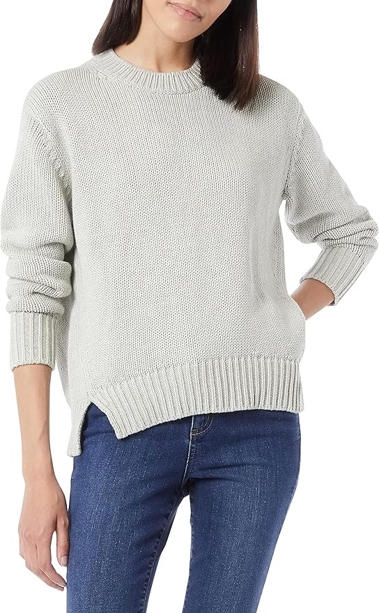 Daily Ritual Women's 100% Cotton Relaxed-fit Chunky Long-Sleeve Crew Pullover Sweater | Amazon (US)
