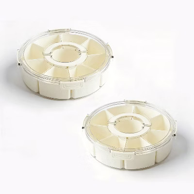 Fortune Candy 2 PCS Compartment Snackle Box, Rotating Serving Tray with Lid & Handle, Portable Organizer for Fruits, Candy, Veggies, Party & Travel | Target