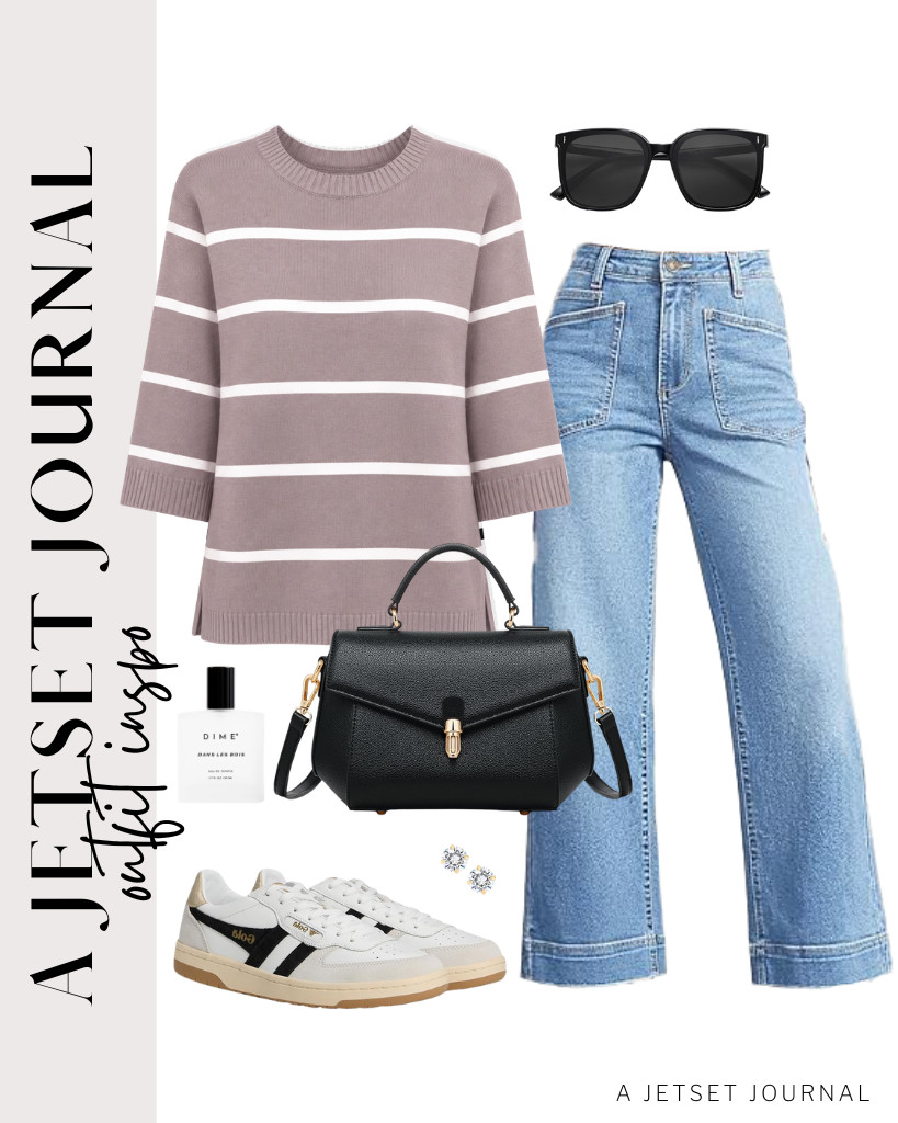 We are loving this ¾-sleeve crewneck top from LOMON and the Cicy Bell jeans combo. These Gola Hawk sneakers and Goinsound top-handle bag are perfect for this look. Add these SOJOS sunnies and PAVOI stud earrings to style the fit.

#LTKSeasonal #LTKSaleAlert #LTKTravel
 

 