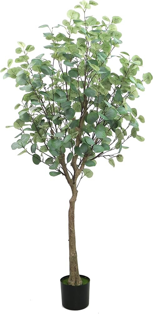 GUYUSO Artificial Eucalyptus Tree Faux Eucalyptus Tree Artificial Silver Dollar Tree for Home Dec... | Amazon (US)