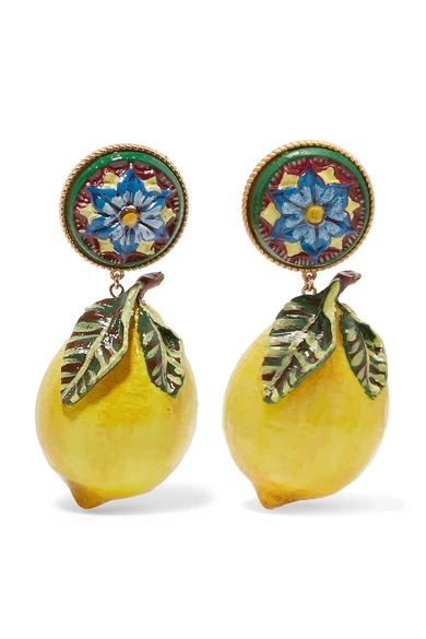 Dolce & Gabbana - Gold-plated Resin Clip Earrings - Yellow | NET-A-PORTER (UK & EU)