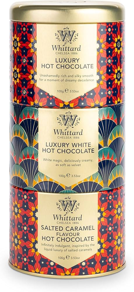 Whittard of Chelsea | Hot Chocolate Stacking Tin |Gift Set For Men & Women| Milk Chocolate, White... | Amazon (UK)
