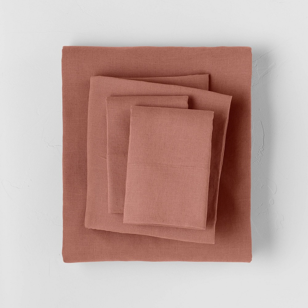King Linen Blend Sheet Set Terracotta - Casaluna | Target