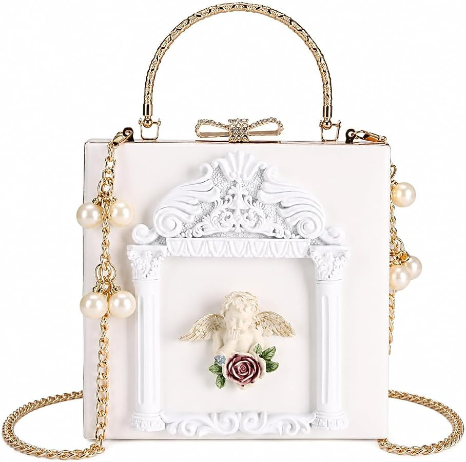 Black Gold Purse Novelty Bag -Women Rose Handbag Funky Clock Coffin Clutch     3D Floral Embossed... | Amazon (US)