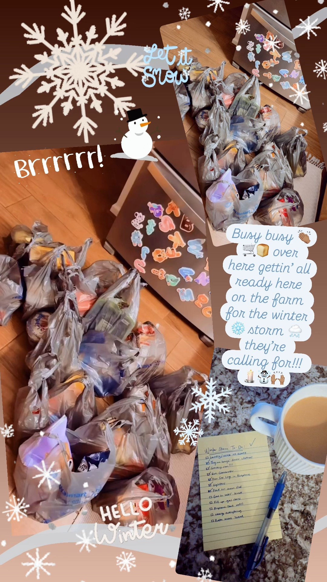 Busy busy 👏🏽🛒🍞 over here gettin’ all ready here on the farm for the winter ❄️ storm 🌨️ they’re calling for!!! 🕯️☃️🙌🏽