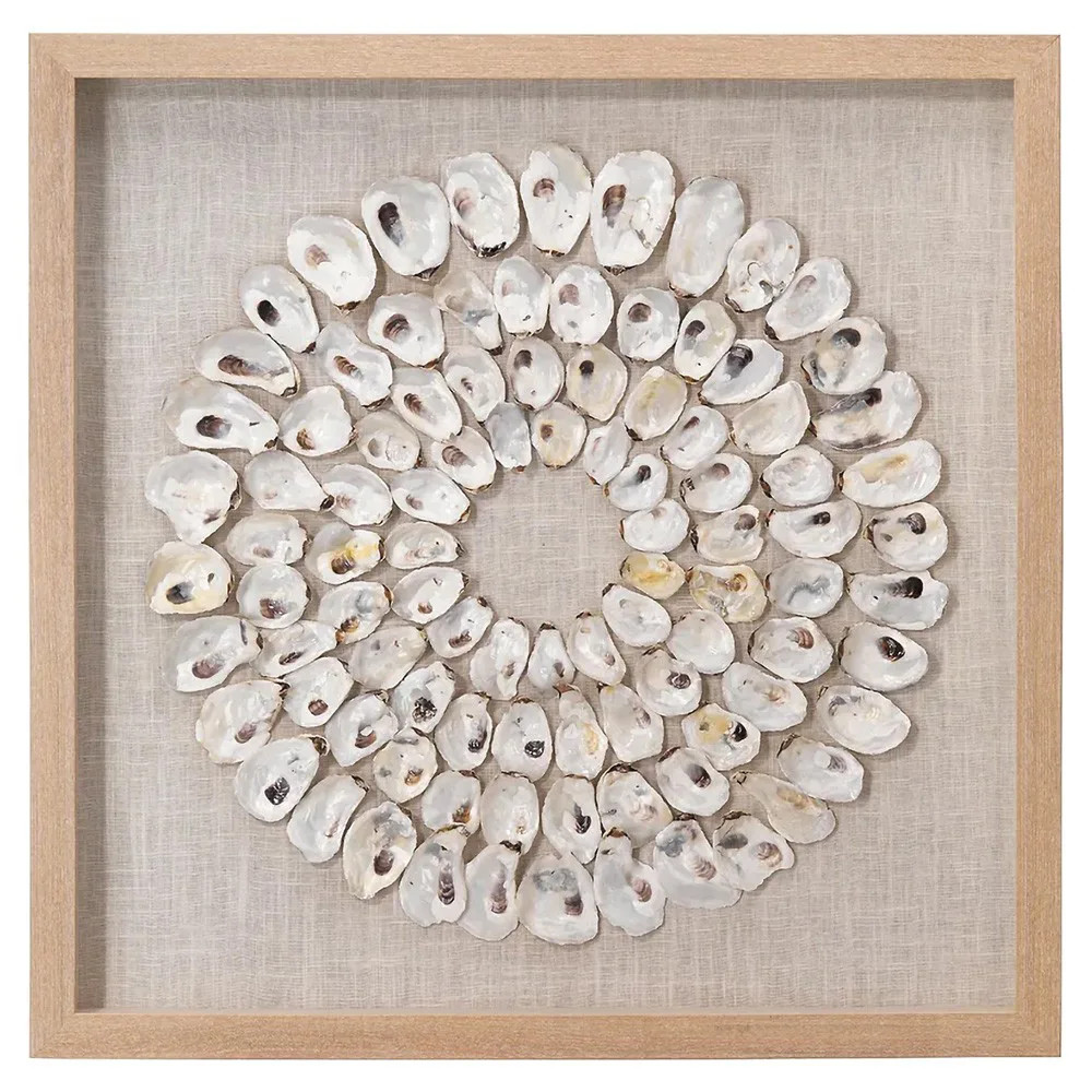 Damien Coastal Beach Circular White Abalone Shell Wall Art | Kathy Kuo Home