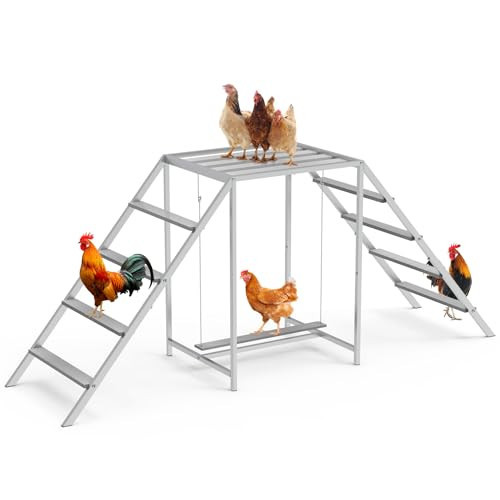 Chicken Perch for Coop with Swing Set and Ladder,Chicken Toys for Pet's Health & Happy,Gray | Amazon (US)