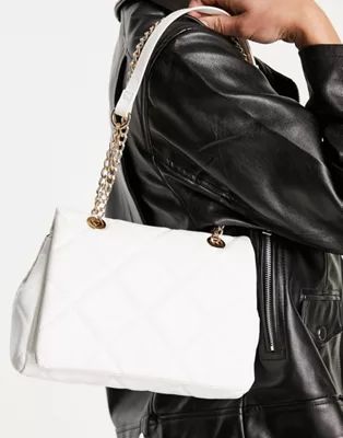 ASOS DESIGN shoulder bag with diamond quilt in white | ASOS (Global)