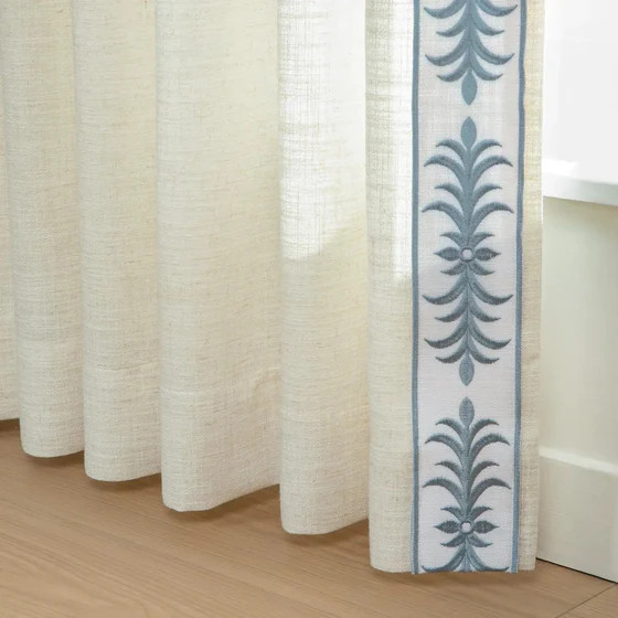 Liz Linen Curtains with Border Trim (Sold per Pair) | TWOPAGES