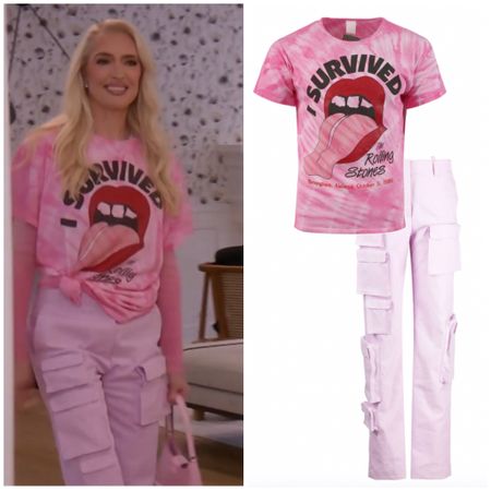 Erika Girardi’s Pink Tie Dye “I Survived” Tee and Pink Cargo Pants