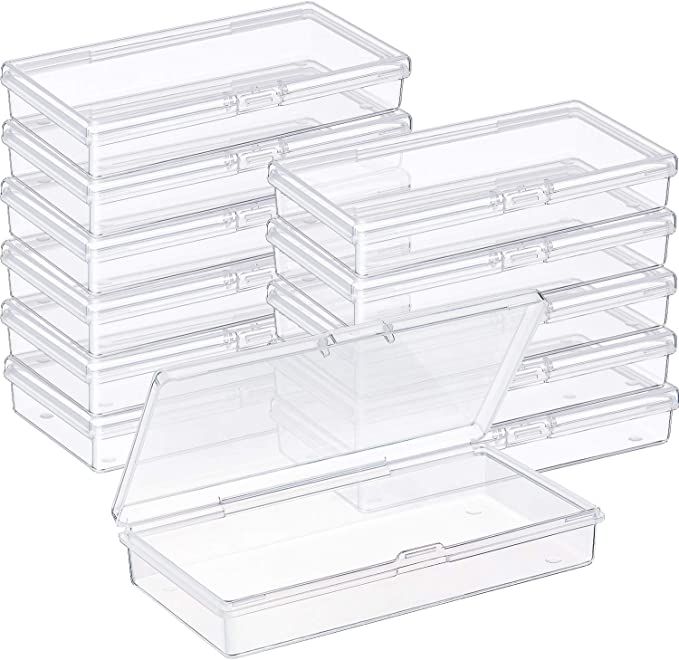 SATINIOR 12 Pack Clear Plastic Beads Storage Containers Box with Hinged Lid for Beads and More (4... | Amazon (US)