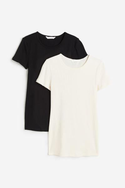 MAMA 2-pack Ribbed Cotton Tops | H&M (US + CA)