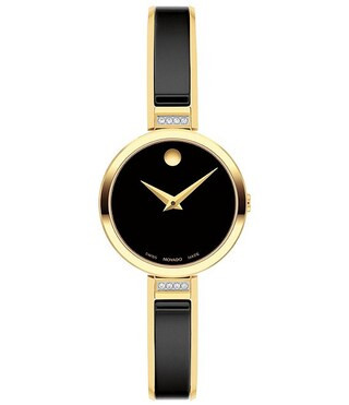 Women's Moda Quartz Analog PVD and Black Ceramic Bangle Bracelet Watch | Dillard's