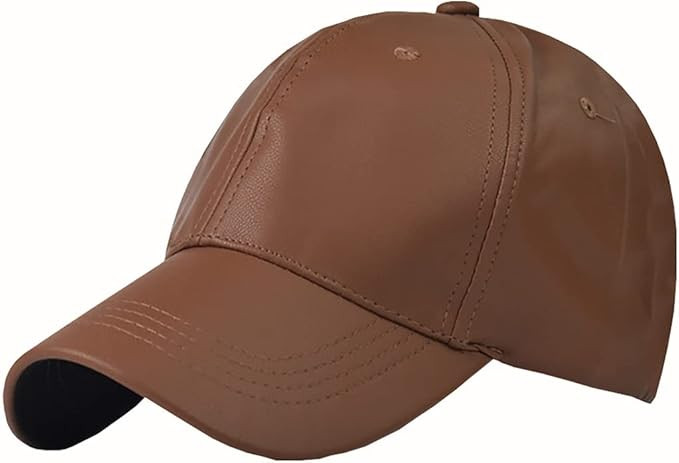 Foetest Adjustable Cap Baseball Cap Outdoors Casual Hat Sports Cap Leather Hat Solid Color | Amazon (US)