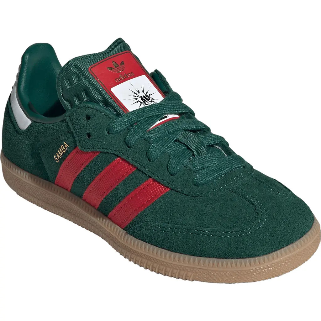 adidas Kids' x FIFA Samba OG Sneaker in Dark Green/scarlet/gum at Nordstrom, Size 9.5 | Nordstrom