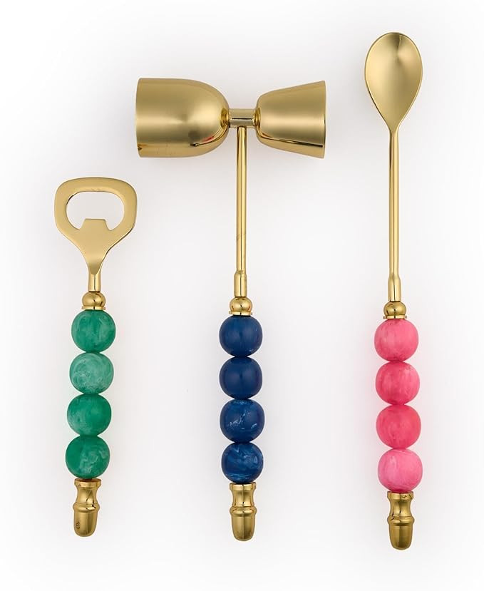 Two's Company Color Pop 3 Pieces Bar Set on Gift Card Includes: Bottle Opener, Spoon and Jigger, ... | Amazon (US)