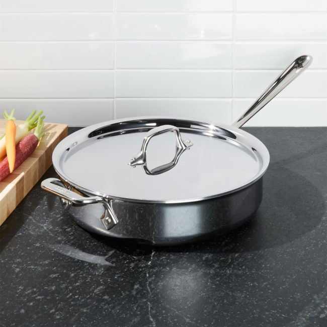 All-Clad ® d3 Stainless Steel 3-Qt. Saute Pan with Lid | Crate & Barrel