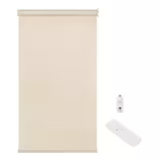 Home Decorators Collection Linen Cordless Light Filtering Polyester Fabric Smart Roller Shade 30 ... | The Home Depot