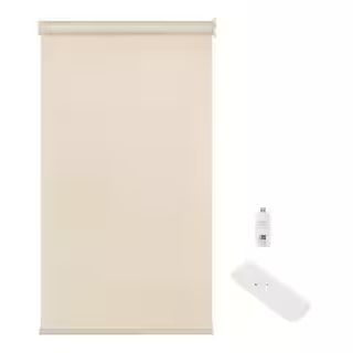 Home Decorators Collection Linen Cordless Light Filtering Polyester Fabric Smart Roller Shade 30 ... | The Home Depot