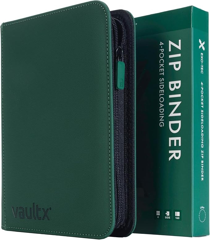 Vault X 4 Pocket Zip Binder, 160 Cards, Exo-Tec Material, 20 Side-Loading Pages (Green) | Amazon (US)