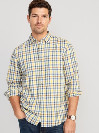 Regular-Fit Built-In Flex Patterned Everyday Shirt for Men | Old Navy (US)