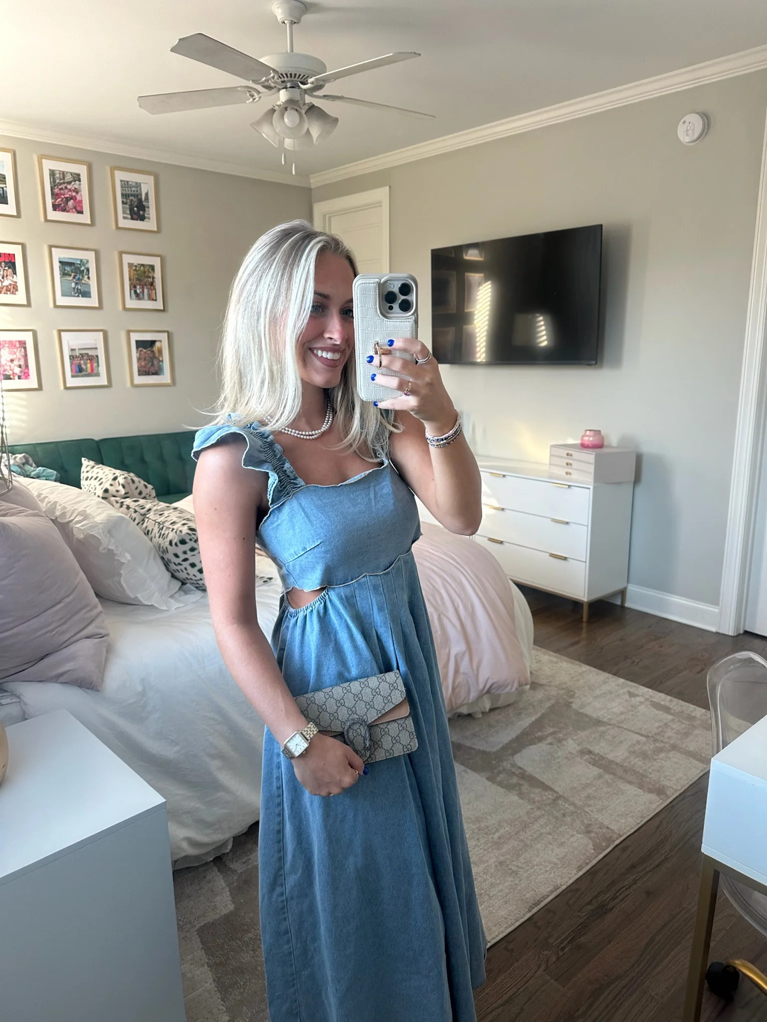 Ashton Scallop Midi Dress - Light Wash | cocolillys