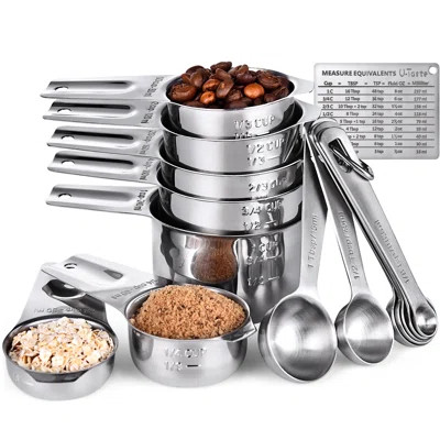 U-Taste 18/8 Stainless Steel Nesting Heavy Duty Metal Measuring Cups And Spoons Set Of 15: 7 Cups And 7 Spoons With 2 D-Rings And 1 Professional Magne | Wayfair North America