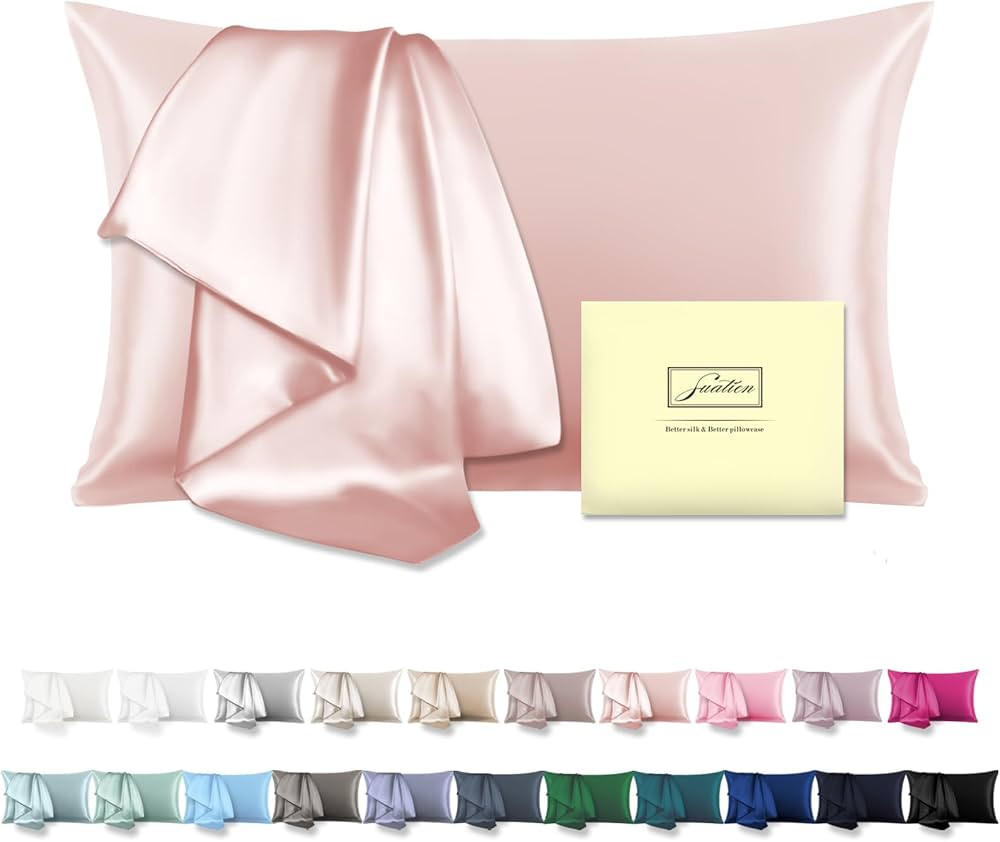 Mulberry Silk Pillow Cases Standard Size Silk Pillowcase with Zipper Soft Breathable Smooth Cooli... | Amazon (US)