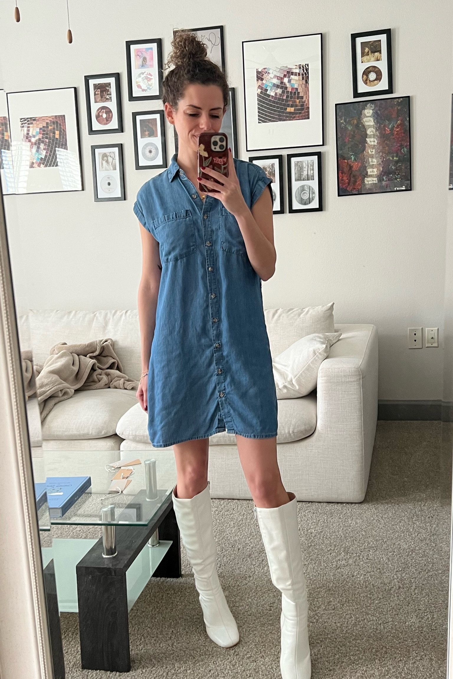 A very simple denim dress and white boots combo for Spring! 

#LTKPetite #LTKSpringSale #LTKSaleAlert