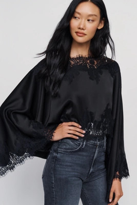 Satin Lace Poncho Top | Anthropologie (US)