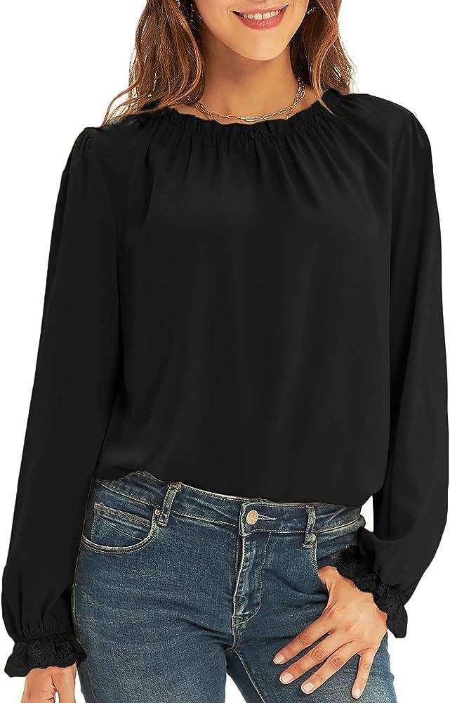 GRACE KARIN Women's Work Blouses Dressy Casual Tank Tops Long Sleeve Dress Shirts Frill Collar Bu... | Amazon (US)