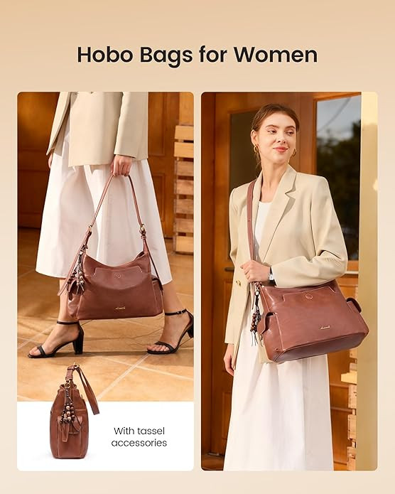 LOVEVOOK Hobo Bag Purses for Women,Leather Women's Handbags with Tassel Charms,Shoulder Crossbody... | Amazon (US)