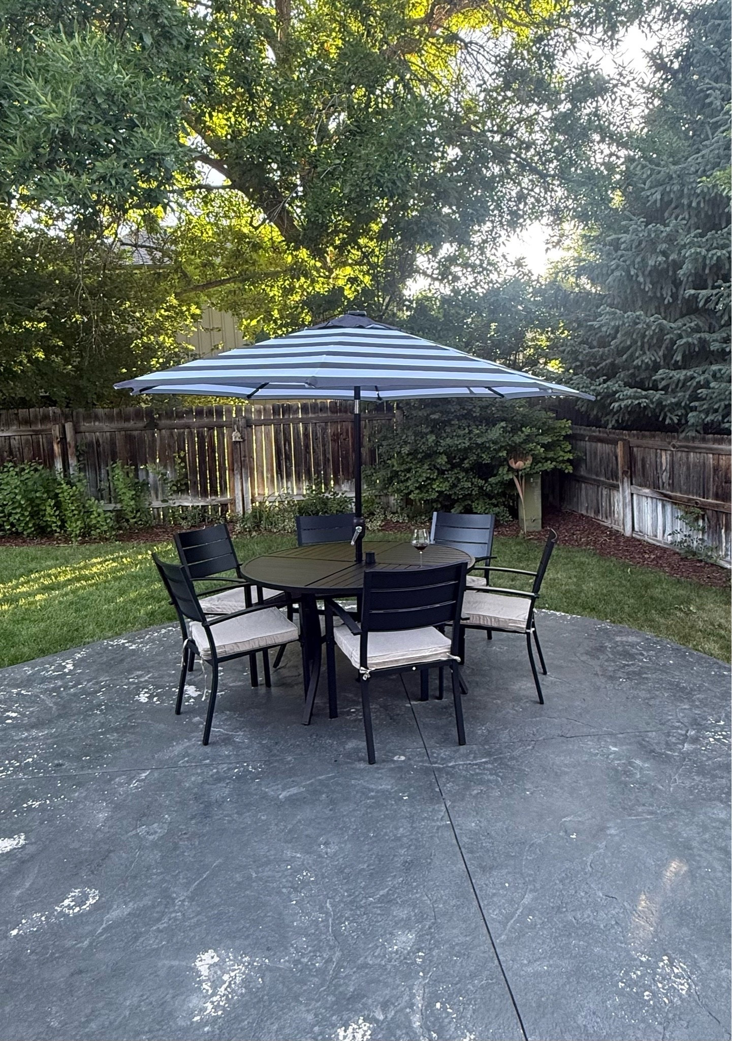 ☀️ Summer nights, dinner outside, and a patio you’ll actually use. 🤍

One of the first things we did after moving was create a simple outdoor space where our family could relax, eat dinner, and enjoy Colorado evenings. This patio set has completely transformed our backyard and proves you don’t need a huge budget to create a beautiful outdoor oasis.

The black frame, neutral cushions, and striped umbrella give that timeless designer look while still being practical for everyday family life. Whether you’re hosting friends, sipping your morning coffee, or enjoying a glass of wine after the kids are in bed, this setup is one of my favorite home finds this season.

✨ Shop my outdoor dining essentials, patio furniture, umbrella, and backyard favorites in LTK!

#LTKHome #PatioSeason #OutdoorLiving #BackyardGoals #PatioFurniture #OutdoorDining #BackyardMakeover #ColoradoLiving #SummerHosting #OutdoorDecor #PatioInspiration #HomeDecorFinds #NeutralHome #BackyardInspo #OutdoorOasis #ModernHome #CozyHome #OutdoorEntertaining #HomeStyle #LTKFinds #LTKCreator #AmazonHomeFinds #PatioRefresh #OutdoorSpace #SummerHome #BackyardStyle #DesignerLookForLess #HomeInspiration #ViralHomeFinds

#LTKSeasonal #LTKHome #LTKSaleAlert