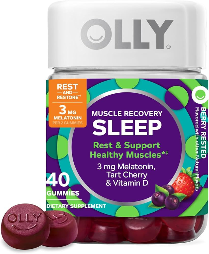 OLLY Muscle Recovery Sleep Gummies, Sleep and Sore Muscle Support, 3mg Melatonin, Tart Cherry, Vi... | Amazon (US)