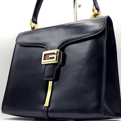 GUCCI handbag G logo leather gold hardware wood black Old Gucci vintage | eBay US