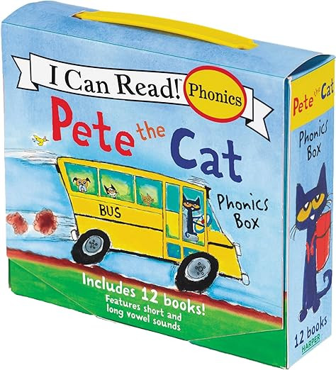 Pete the Cat 12-Book Phonics Fun!: A Box of 12 Mini-Books Featuring Short and Long Vowel Sounds (... | Amazon (US)